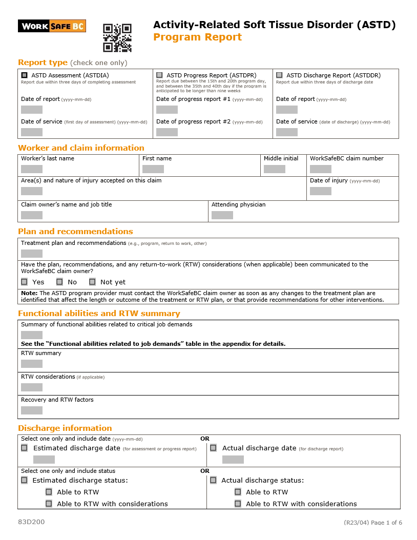 WorkSafeBC - Activity Related Soft Tissue Disorder (ASTD) - Back in Motion  Rehab Inc.