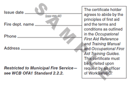 level aid occupational only fire ofa course valid municipal restricted signed service if worksafebc