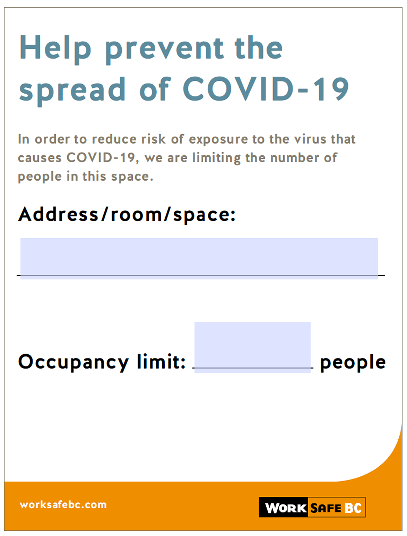 Help Prevent The Spread Of Covid 19 Occupancy Limit Worksafebc